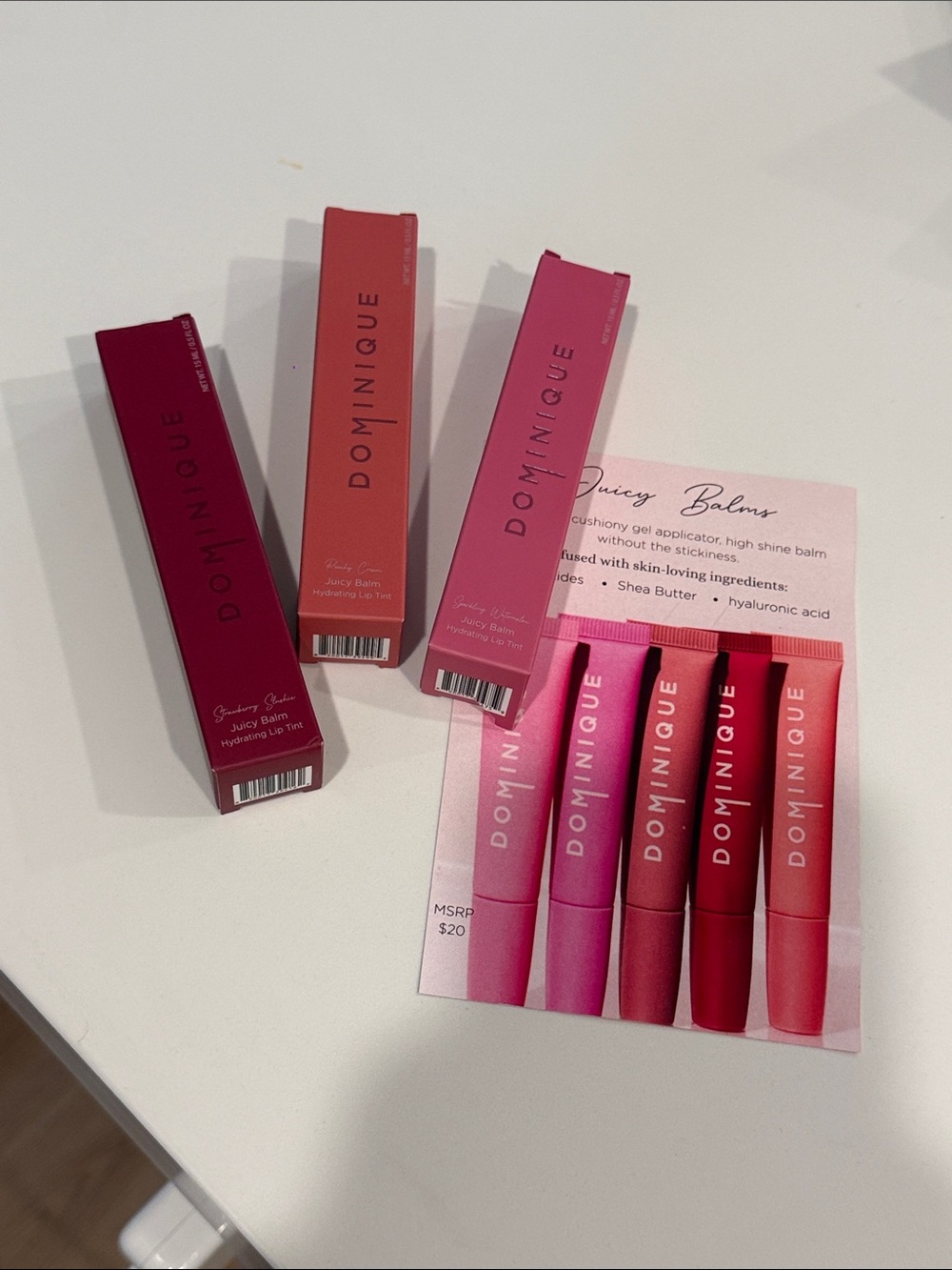 Dominique Lip Balm Set — Pink, Red & Coral Tints